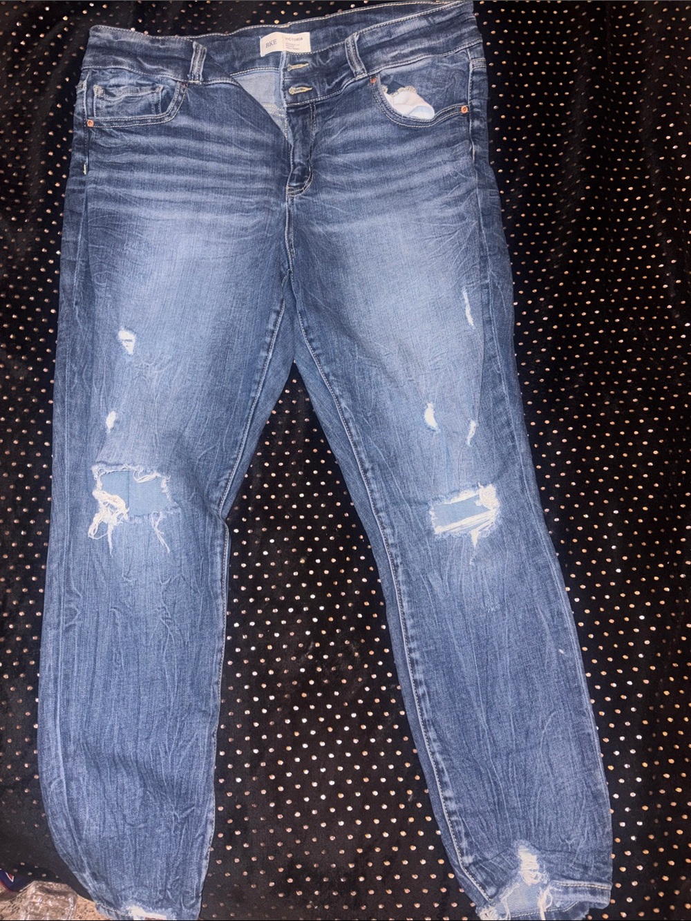 Buckle Distressed Medium Blue Straight-Leg Jeans